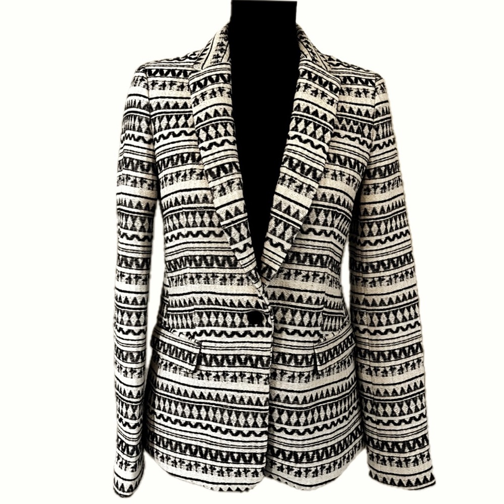 BANANA REPUBLIC Jacquard Southwestern Print One Button Blazer Jacket Size 4